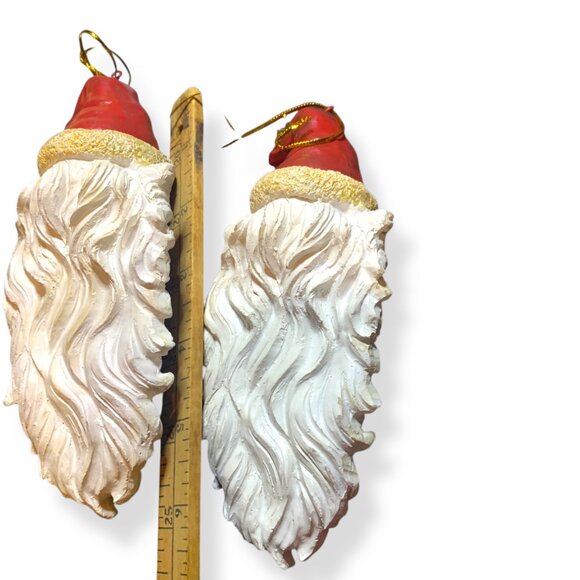 Vintage Old World Santa Claus St. Nikolas Ornaments x 2 White Long Beard 6" Long - Picture 6 of 6